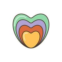 multicolorido coração ícone. ilustração dentro desenho animado estilo. Anos 70 retro clipart vetor Projeto.