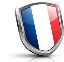 França bandeira em lustroso escudo. vetor