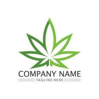 logotipo de cannabis e vetor de ícone de folha de maconha