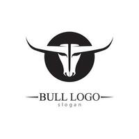App de ícones de modelos de logotipo e símbolo de chifre de touro e búfalo vetor
