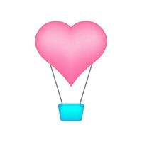 brilhante coração forma quente ar balão. vetor