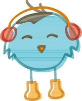 fofa desenho animado coruja menina com fones de ouvido. vetor