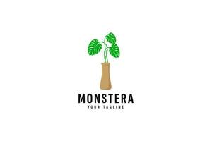 monstera folha logotipo vetor ícone ilustração