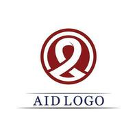 logotipo da fita de ajuda e design de vetor do Dia Mundial da AIDS