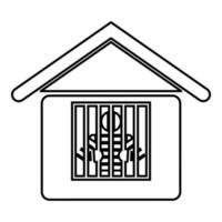 prisioneiro dentro prisão construção contorno esboço linha ícone Preto cor vetor ilustração imagem fino plano estilo