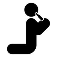 homem humano bebendo água álcool Cerveja a partir de garrafa cavaleiro posição ícone Preto cor vetor ilustração imagem plano estilo