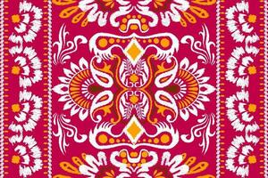 ikat floral paisley bordado em Rosa plano de fundo.ikat étnico oriental padronizar tradicional.asteca estilo abstrato vetor ilustração.design para textura,tecido,vestuário,embrulho,decoração,tapete,cachecol.