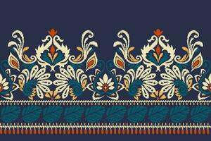 ikat floral paisley bordado em marinha azul plano de fundo.ikat étnico oriental padronizar tradicional.asteca estilo abstrato vetor ilustração.design para textura,tecido,vestuário,embrulho,decoração,canga.