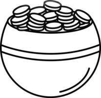plano ilustração do uma Panela cheio do moedas. vetor
