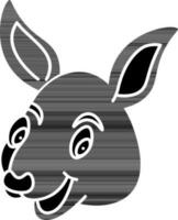 desenho animado canguru face ícone dentro Preto e branco cor. vetor