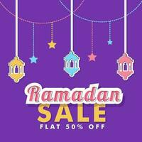 plano 50. por cento fora por cento oferta para Ramadã venda texto bandeira ou poster Projeto. vetor