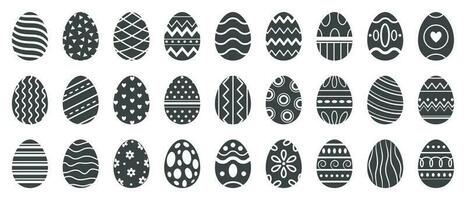 Páscoa ovos silhueta. fofa páscoa celebração ovo, pascal padronizar e decorado ovos vetor silhuetas ilustração conjunto