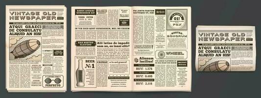 vintage jornal brincar. retro papel de jornal Páginas, tablóide revista e velho notícia isolado 3d vetor modelo