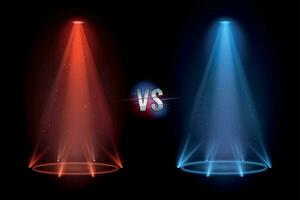 versus pavimentação. batalha projetor brilhando pedestal chão para vs boxe confronto corresponder. vetor ilustração