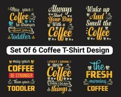 café camiseta Projeto pacote, conjunto do 6 café camiseta projeto, e modelo vetor