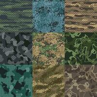 cáqui textura. camuflar tecido desatado padrões, militares roupas texturas e exército impressão vetor padronizar fundo