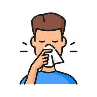 alergia, rinite ou frio febre sintoma linha ícone vetor