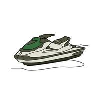 1 contínuo linha desenhando do uma Jetski em a mar. Jetski conceito ilustração dentro simples linear estilo. mar Sprot Projeto conceito vetor ilustração