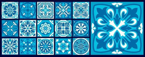 marroquino azulejo telha padrões, majólica, talavera vetor