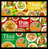 tailandês cozinha restaurante Comida vetor faixas