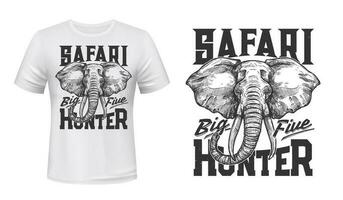 elefante camiseta impressão brincar do safári Caçando vetor