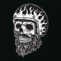 Sombrio arte crânio cavaleiro homem face ciclistas retro vintage tatuagem capacete motocicleta personalizadas ilustração vetor