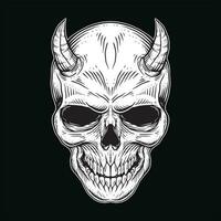 Sombrio arte gótico crânio demônio chifre vintage tatuagem ossos dentro mão desenhando estilo vetor