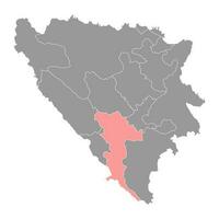 herzegovina Neretva Cantão mapa, administrativo distrito do federação do Bósnia e herzegovina. vetor ilustração.