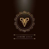 arredondado elegante logotipo tipo dentro ouro vetor