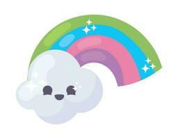 arco Iris emoji kawaii ícone isolado vetor