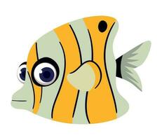 listrado peixe desenho animado ícone isolado estilo vetor