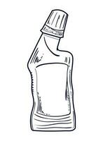 alvejante garrafa limpeza rabisco ícone isolado vetor