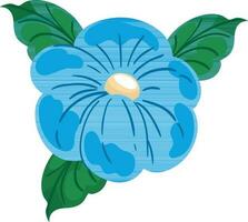 azul flor e folha ícone isolado vetor