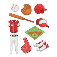 conjunto de ícones de equipamentos de softball vetor