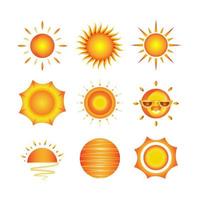 conjunto de ícones do sol vetor