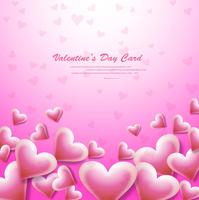 Bonito, cartão, valentine's day, fundo cor-de-rosa, com, corações, illus vetor