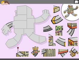 jogo de quebra-cabeça com personagem de fantasia de robô vetor