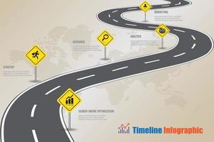 ícones de infográfico de linha do tempo de mapa de estrada de negócios projetados para abstrato modelo de marco elemento diagrama moderno processo tecnologia digital marketing dados apresentação gráfico ilustração vetorial vetor