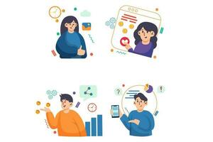 digital marketing personagem ilustração conjunto vetor