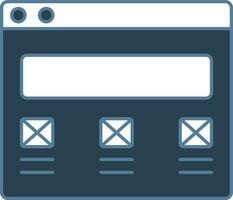inscrição navegador página ícone dentro azul e branco cor. vetor
