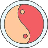 plano estilo yin yang colorida ícone. vetor