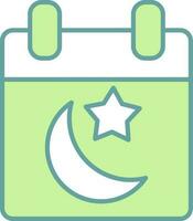 muçulmano calendário ícone dentro verde e branco cor. vetor