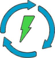 plano estilo renovável energia verde e azul ícone. vetor