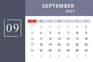 setembro calendário modelo. vetor ilustração.
