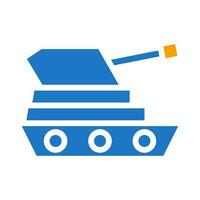 tanque ícone sólido azul laranja azul cor militares símbolo perfeito. vetor