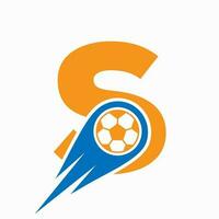 carta s futebol logotipo conceito com comovente futebol ícone. futebol logotipo modelo vetor