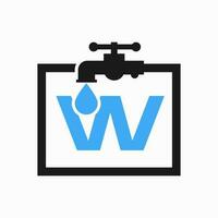 carta W encanador logotipo Projeto. encanamento água logotipo modelo vetor