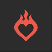 vermelho flamejante amor símbolo logotipo em Preto fundo. tribal decalque estêncil tatuagem Projeto. plano vetor ilustração.