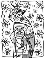 patchwork gatos coloração página vetor