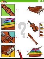 Combine musical instrumentos e recortes educacional atividade vetor